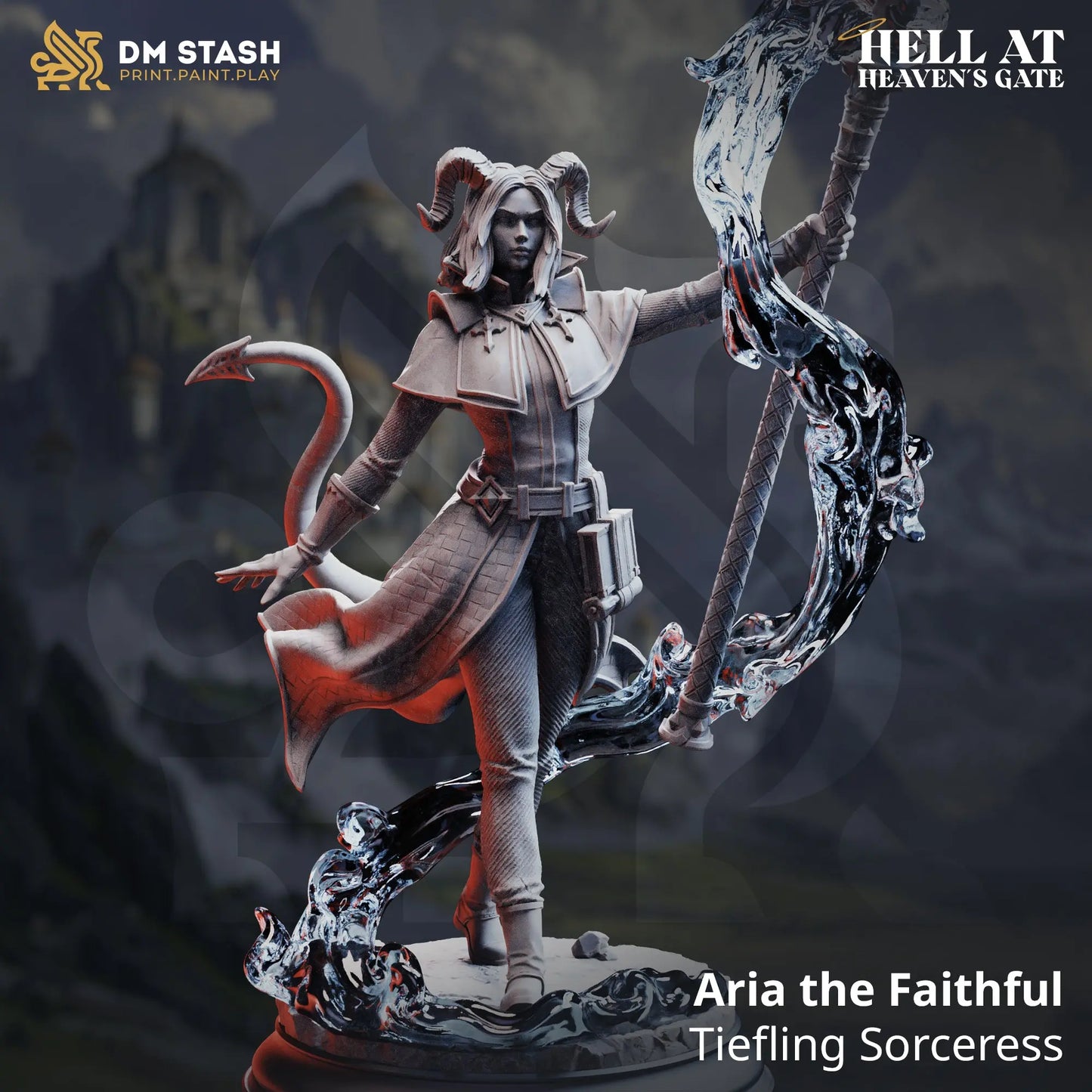 3D Printed Resin Miniature | 32mm Scale | Divine Gambit - Tiefling - Six Sided Society Coventry UK