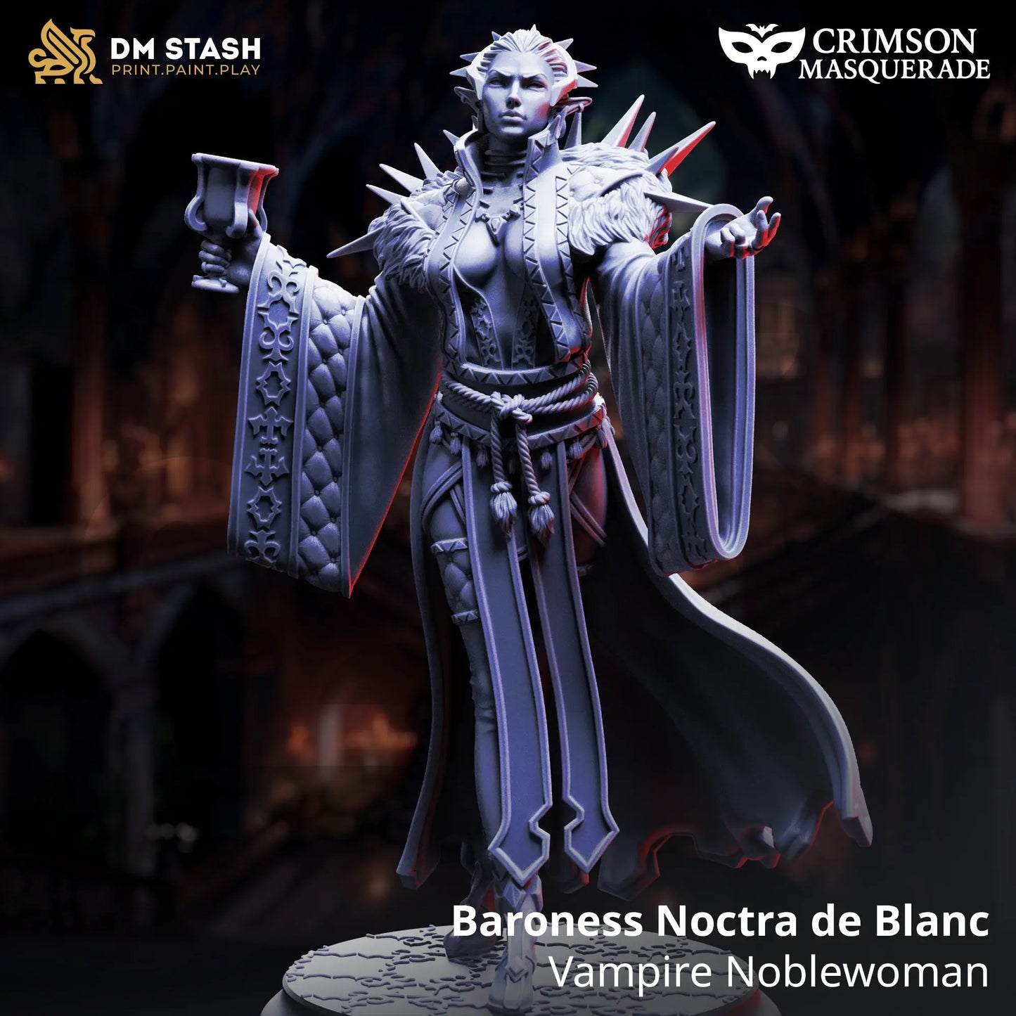 3D Printed Resin Miniature | 32mm Scale | Crimson Masquerade - Vampire Six Sided Society