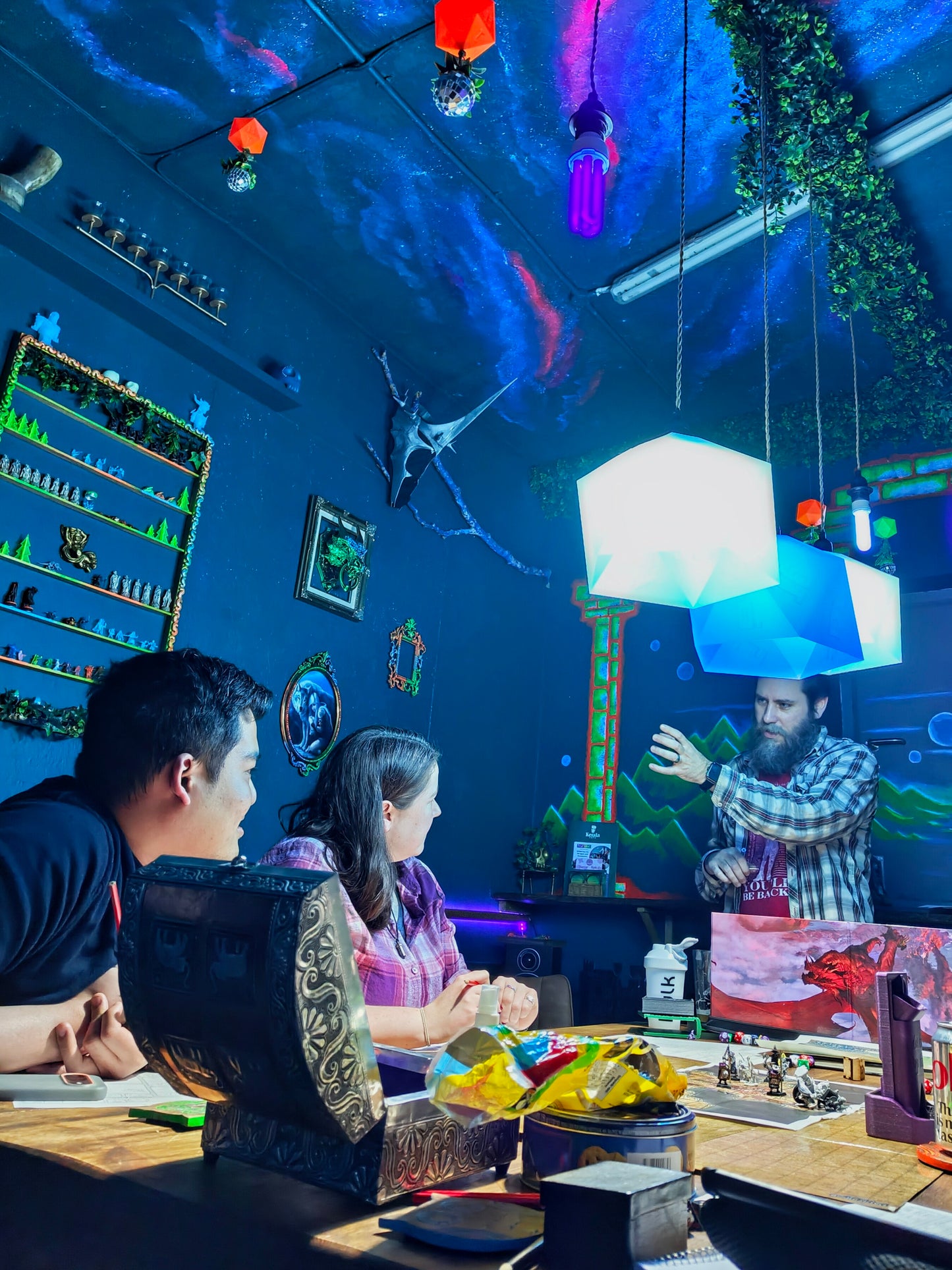 Group playing Dungeons & Dragons tabletop RPG session in Coventry – immersive fantasy gaming experience for all skill levels at Six Sided Society