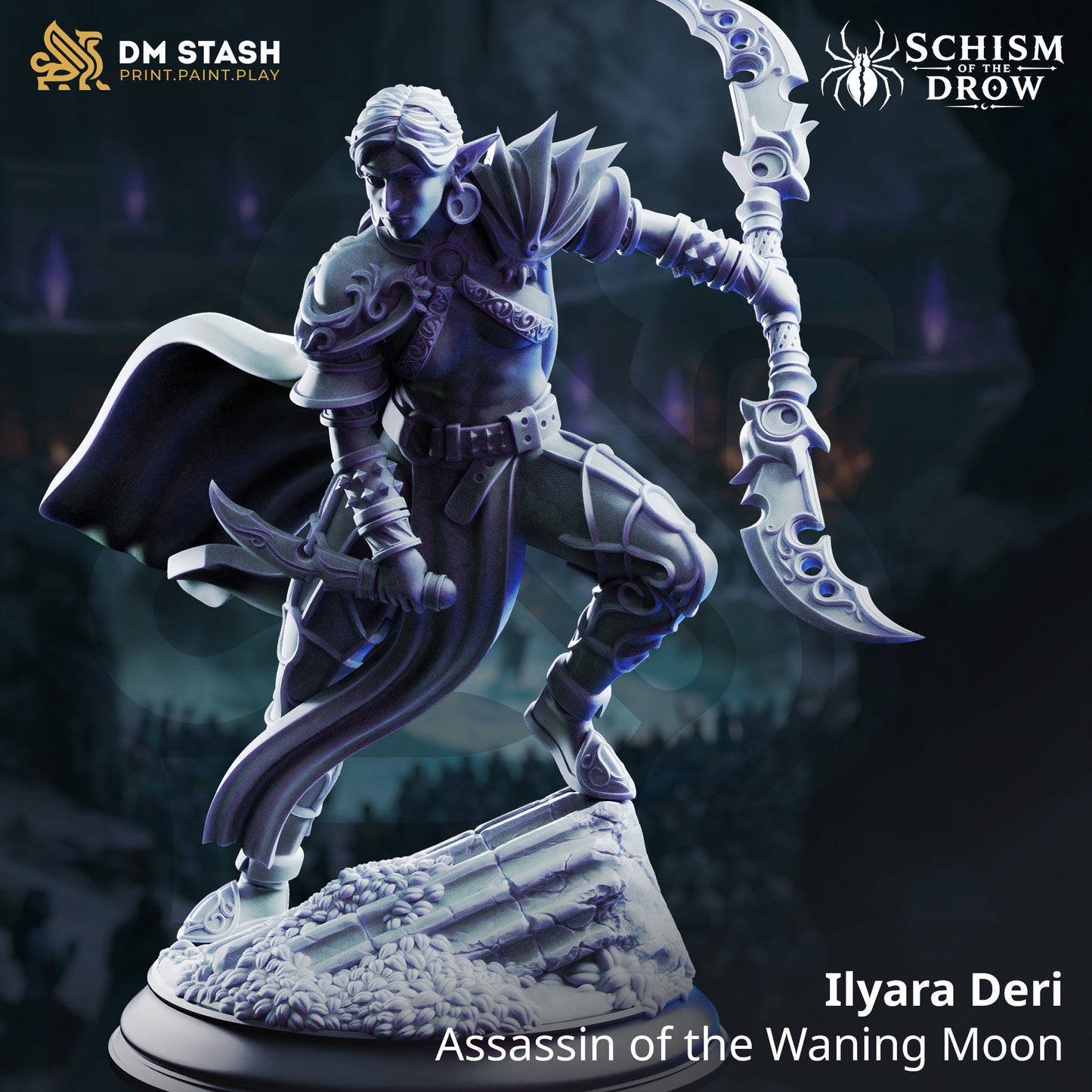 3D Printed Resin Miniature | 32mm Scale | Schism of the Drow - Elf, Drow Six Sided Society