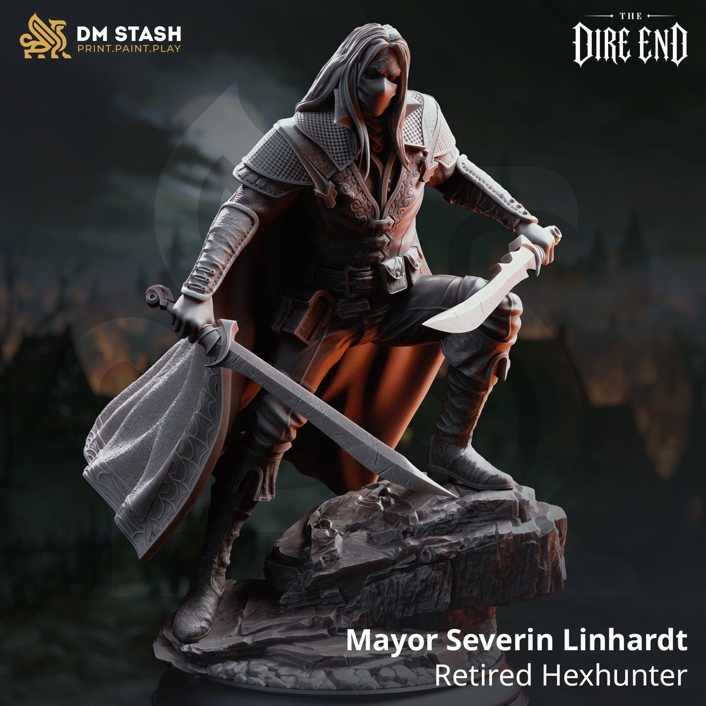 3D Printed Resin Miniature | Medium Monsters | Human - Retired Hexhunter Six Sided Society