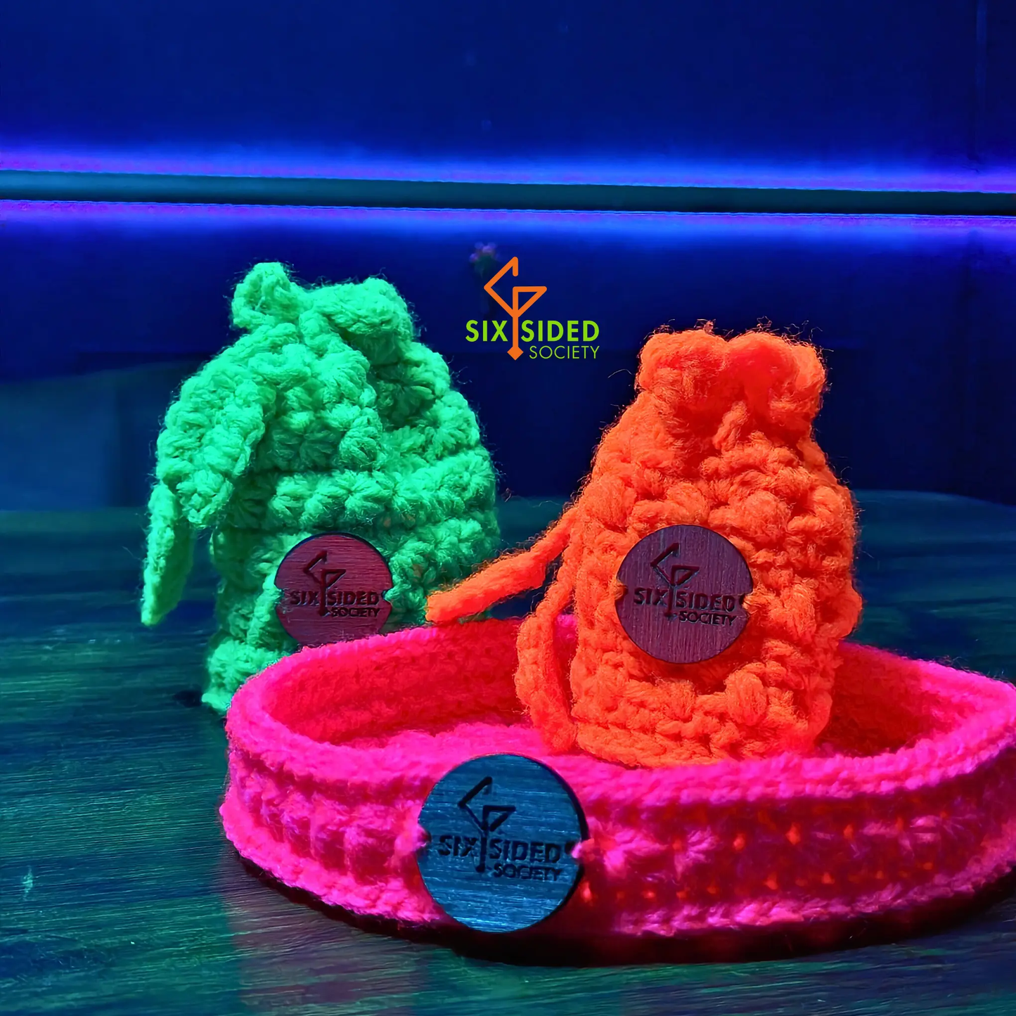 Vibrant Neon Crochet Dice Tray | Bold, Fun, and Functional! Six Sided Society