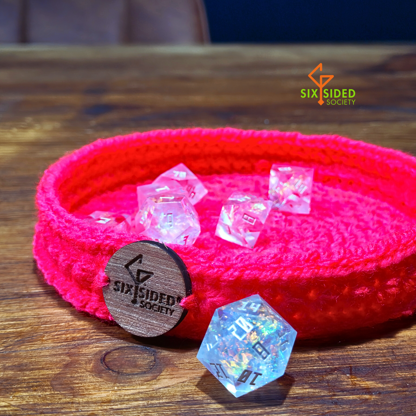 Vibrant Neon Crochet Dice Tray | Bold, Fun, and Functional!