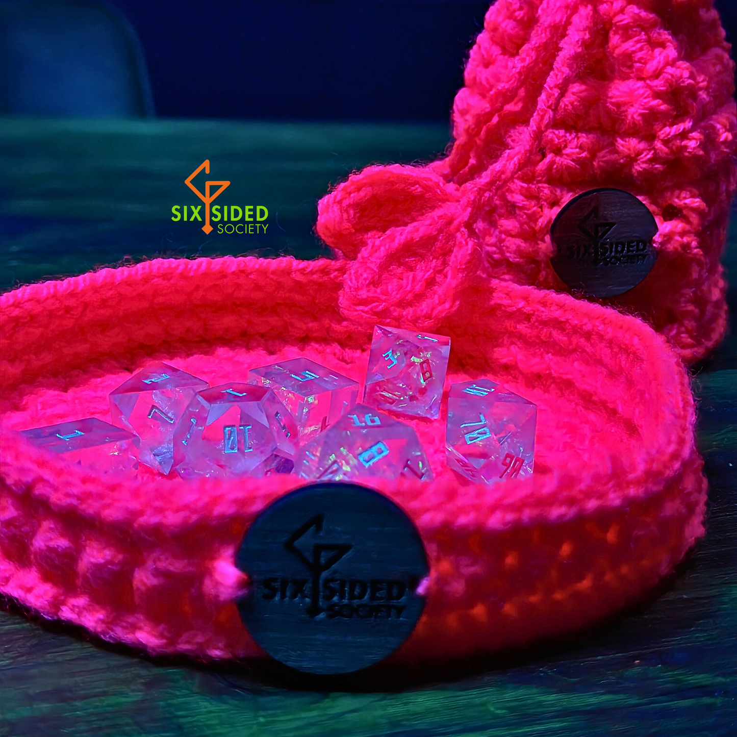 Vibrant Neon Crochet Dice Tray | Bold, Fun, and Functional!