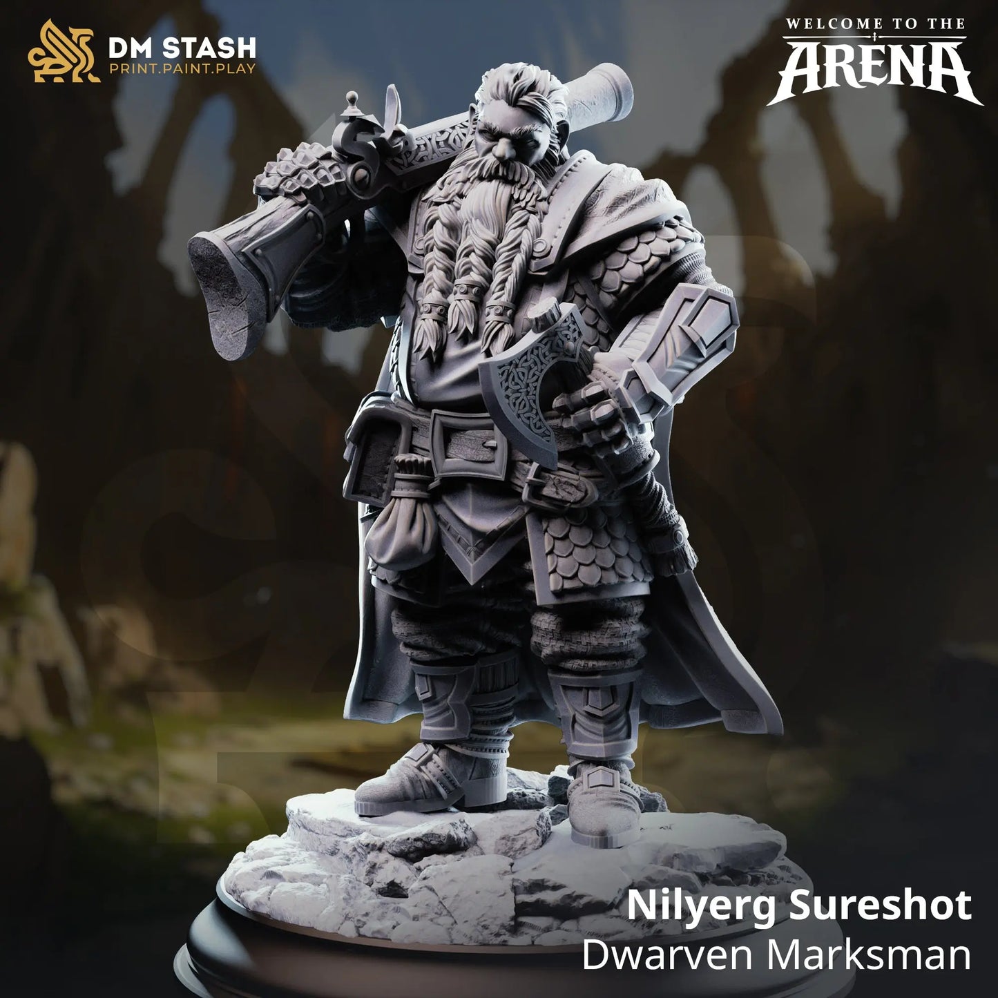 3D Printed Resin Miniature | 32mm Scale | The Arena - Dwarf Six Sided Society