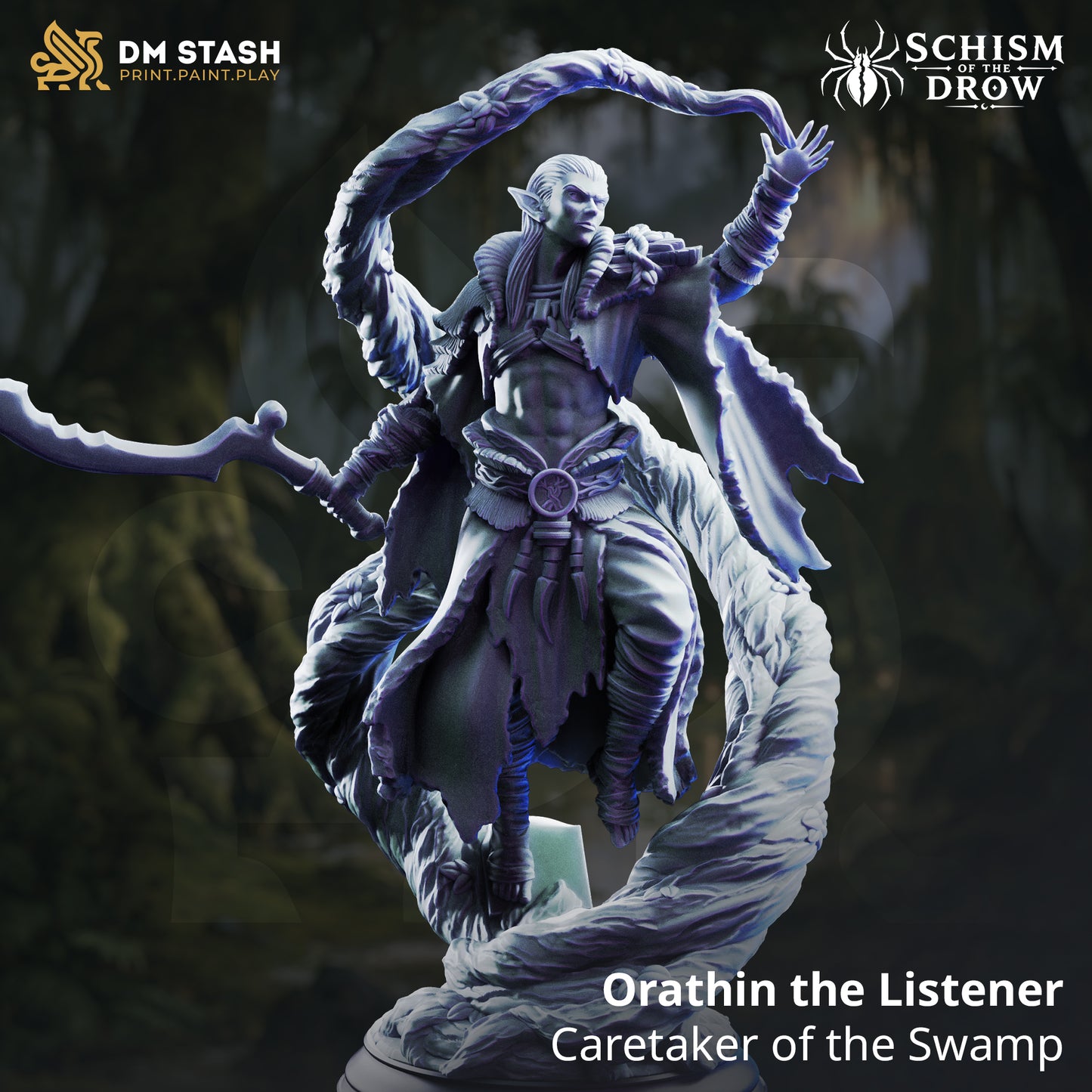 3D Printed Resin Miniature | Medium Humanoid | Lawful Evil Elf, Drow
