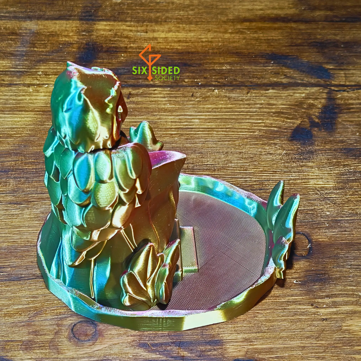 3D Printed Dice Tower | Silk Tri-Colour Owl Six Sided Society