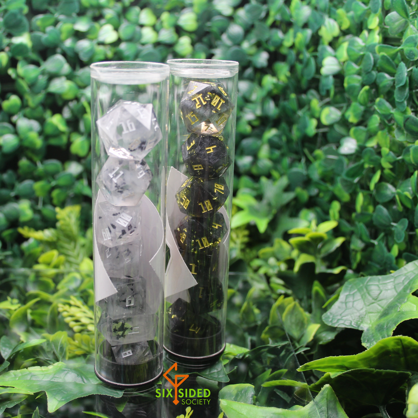 Handmade dice set of 7 | Clear