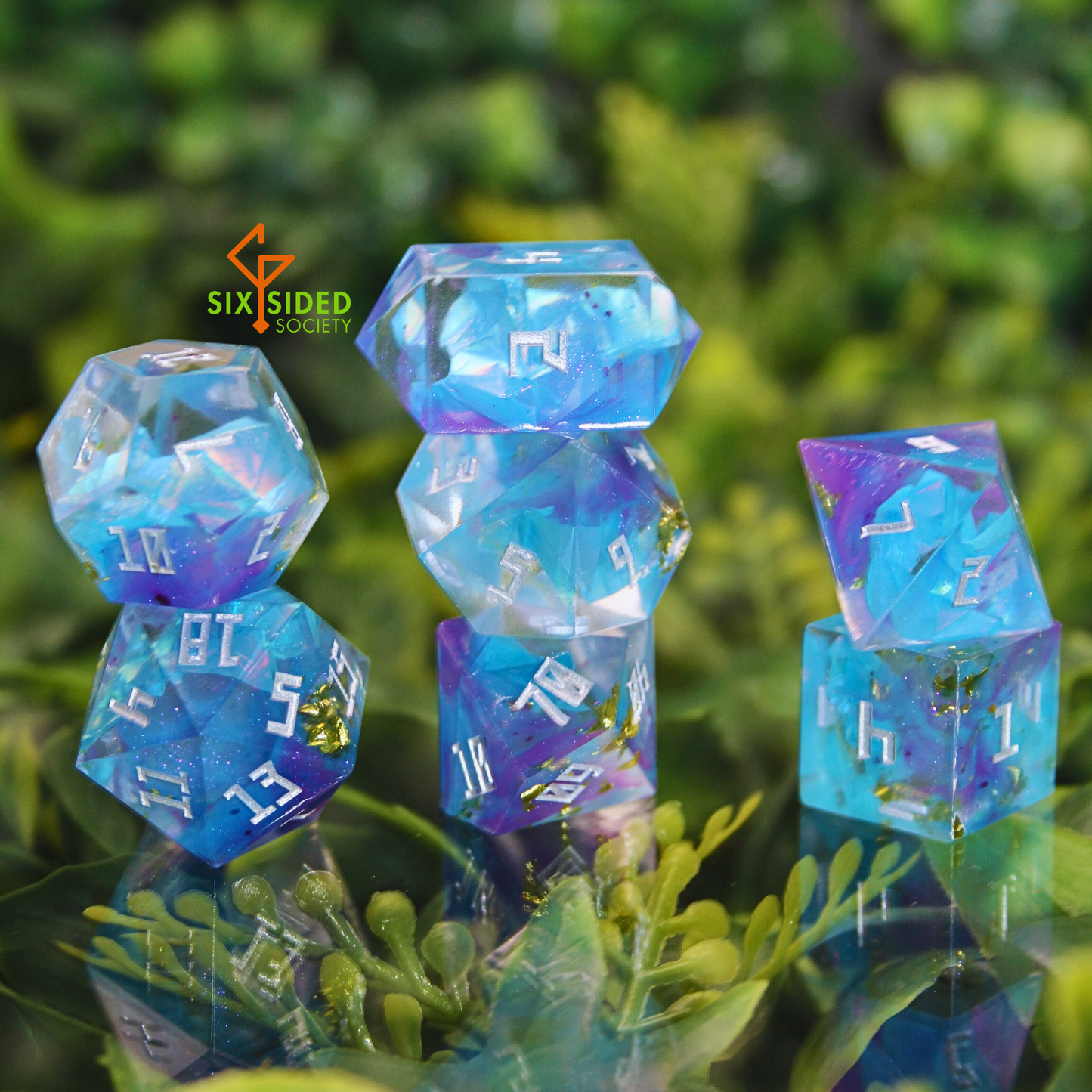 Handmade dice set of 7 | Purple