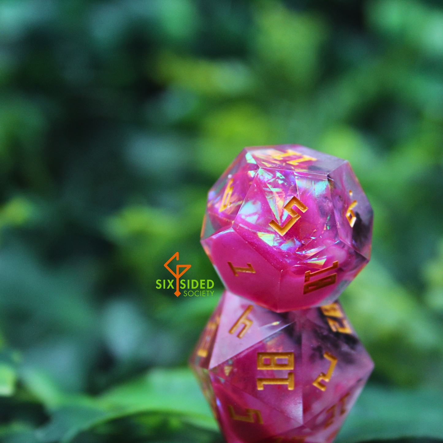 Handmade dice set of 7 | Pink