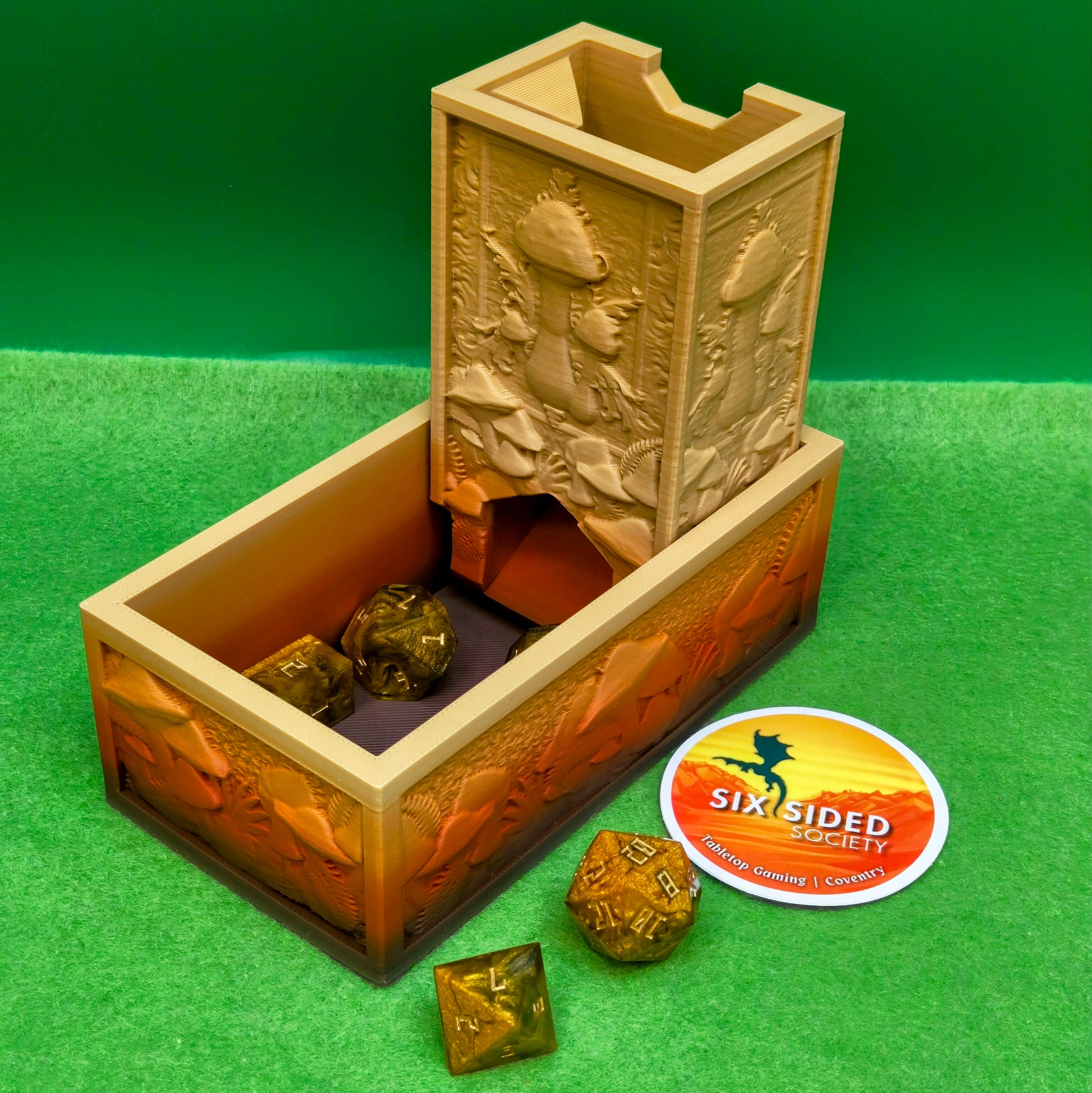 3D Printed Autumn Mushroom Folding Dice Tower for Dungeons & Dragons and tabletop RPGs