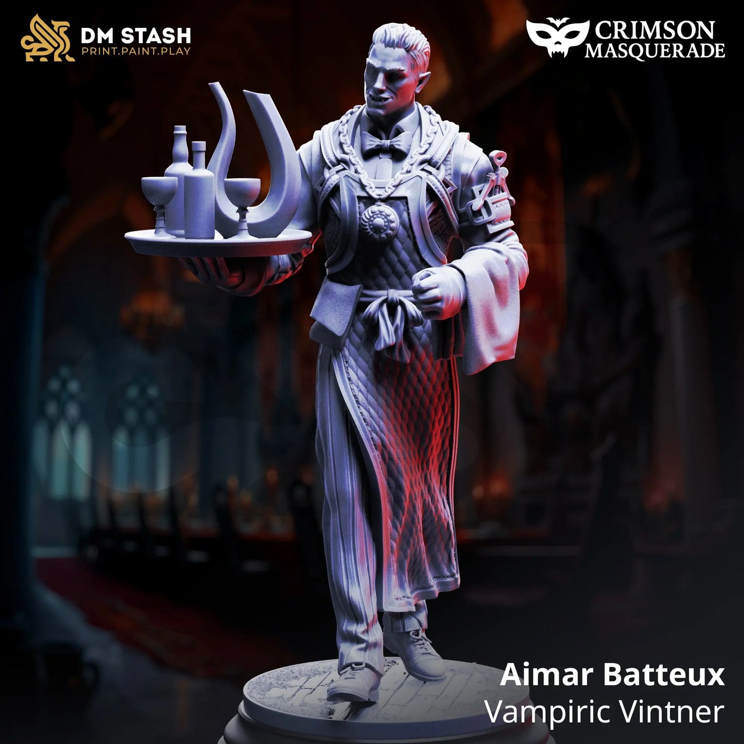 3D Printed Resin Miniature | 32mm Scale | Crimson Masquerade - Vampire Six Sided Society
