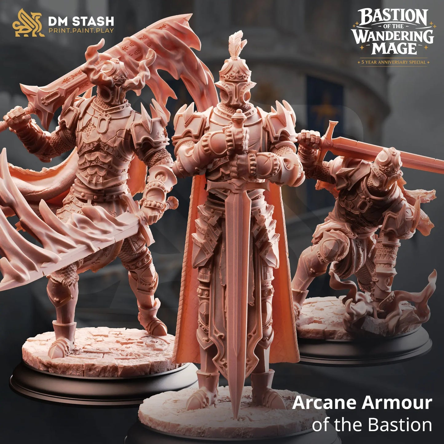 3D Printed Resin Miniature | Medium Monsters | Three Arcane Armour of the Bastion