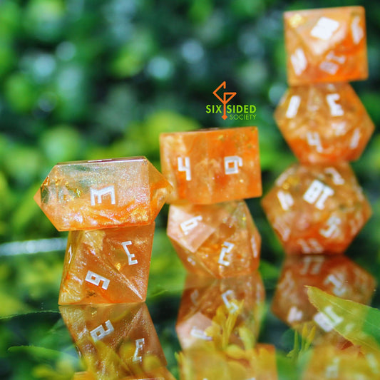 Handmade dice set of 7 | Golden