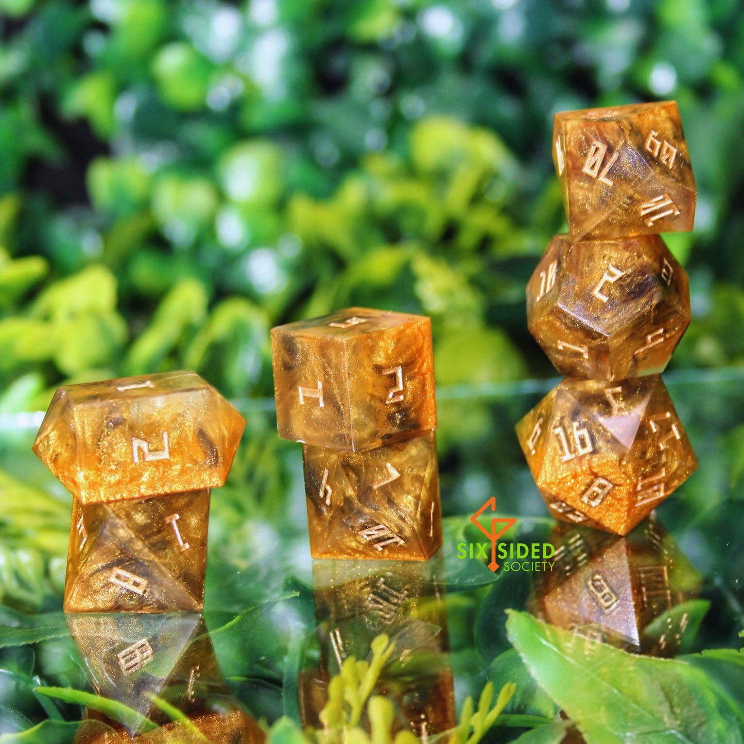 Handmade dice set of 7 | Golden