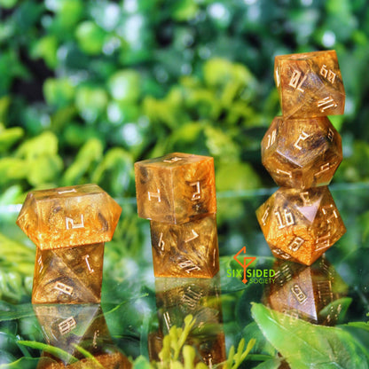 Handmade dice set of 7 | Golden