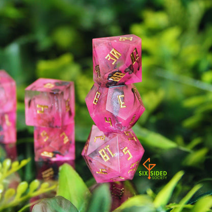 Handmade dice set of 7 | Pink