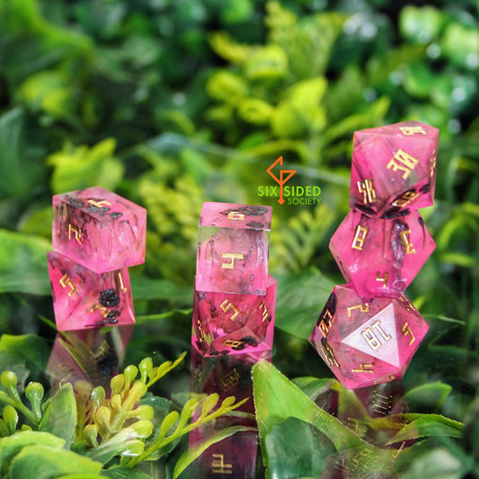 Handmade dice set of 7 | Pink