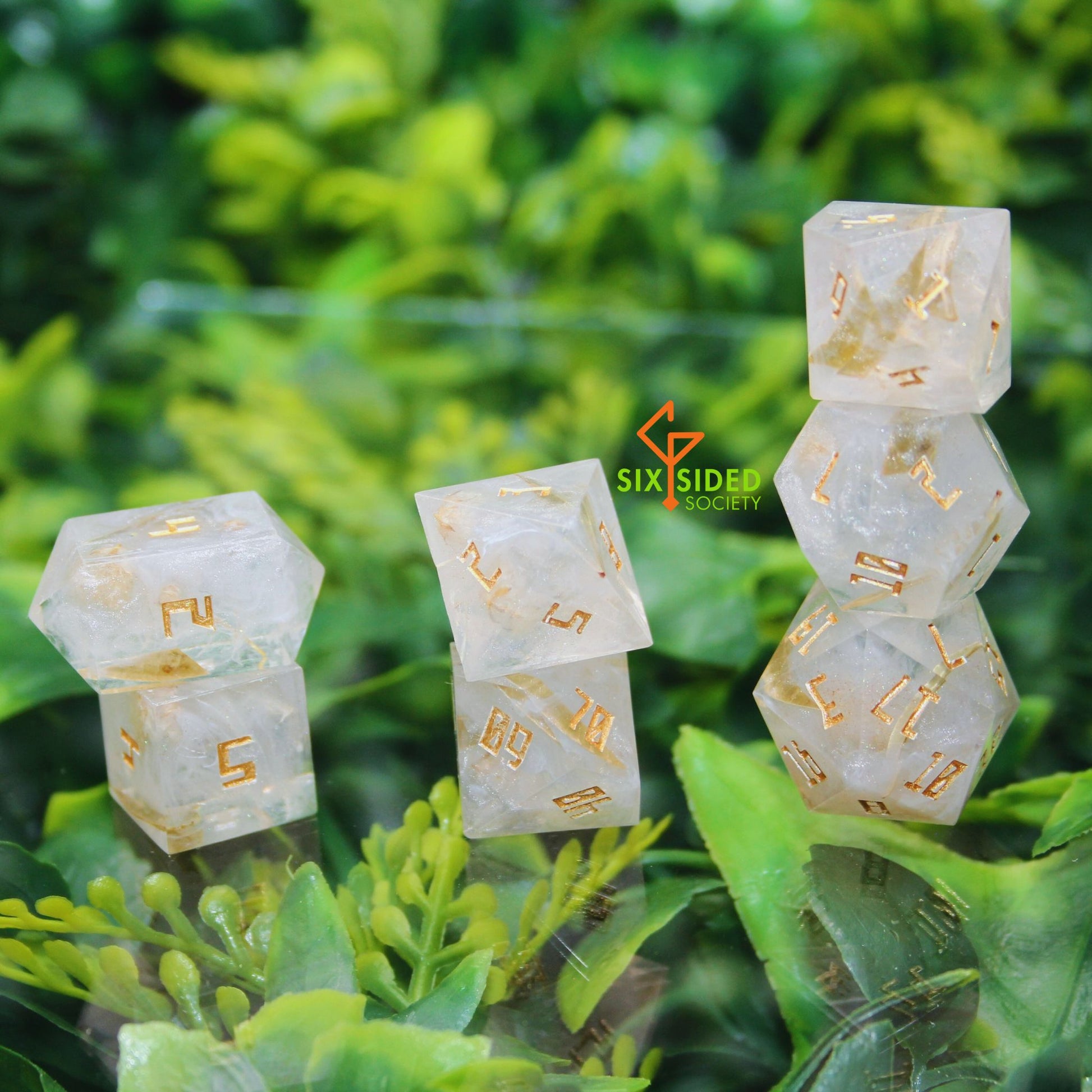 Handmade dice set of 7 | White