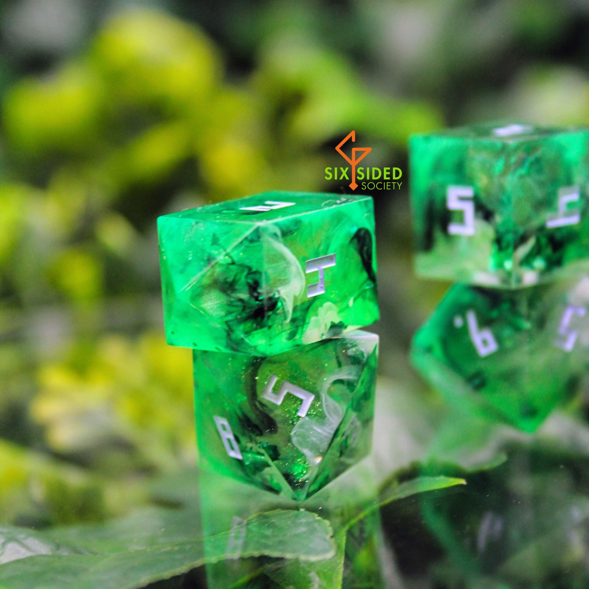 Handmade dice set of 7 | Green