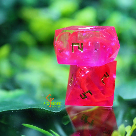 Handmade dice set of 7 | Pink