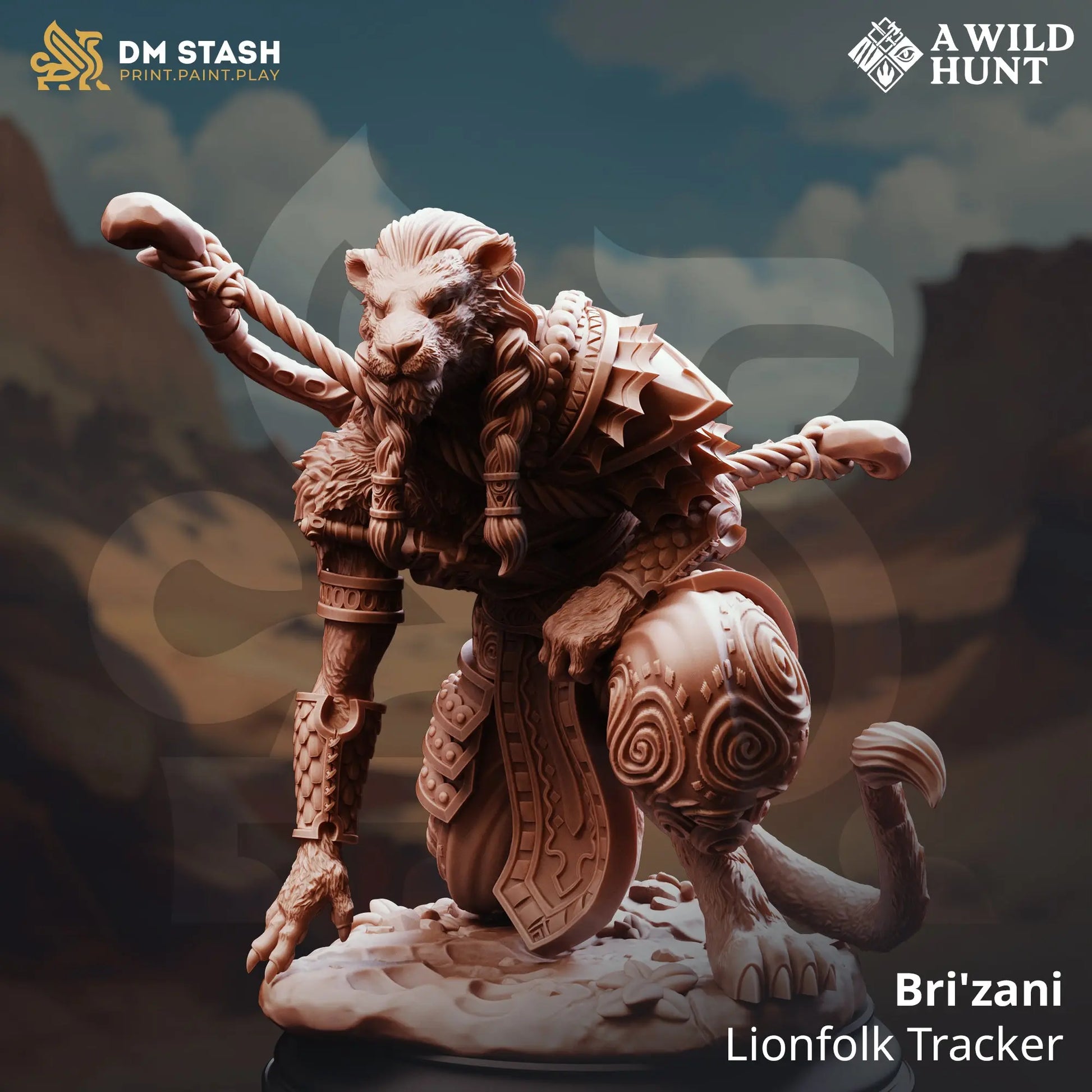 3D Printed Resin Miniature | 32mm Scale |  The Wild Hunt - Leonin - Six Sided Society