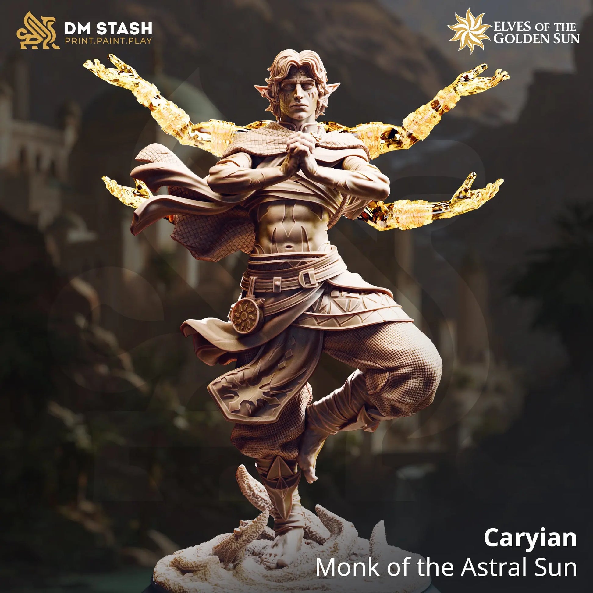 3D Resin Miniature | 32mm Scale |   The Golden Sun - Sun Elf - Six Sided Society