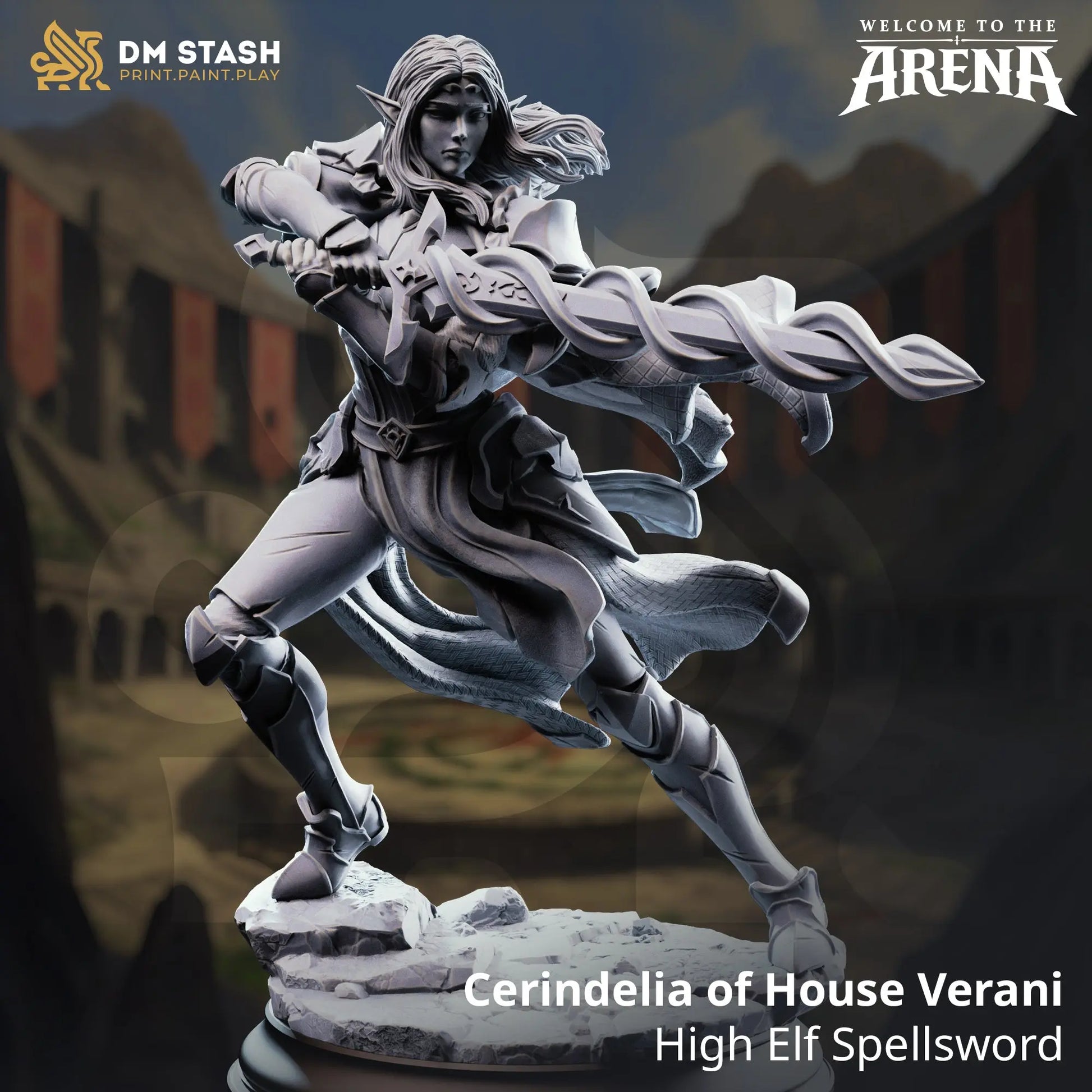 3D Printed Resin Miniature | 32mm Scale | The Arena - High Elf Six Sided Society