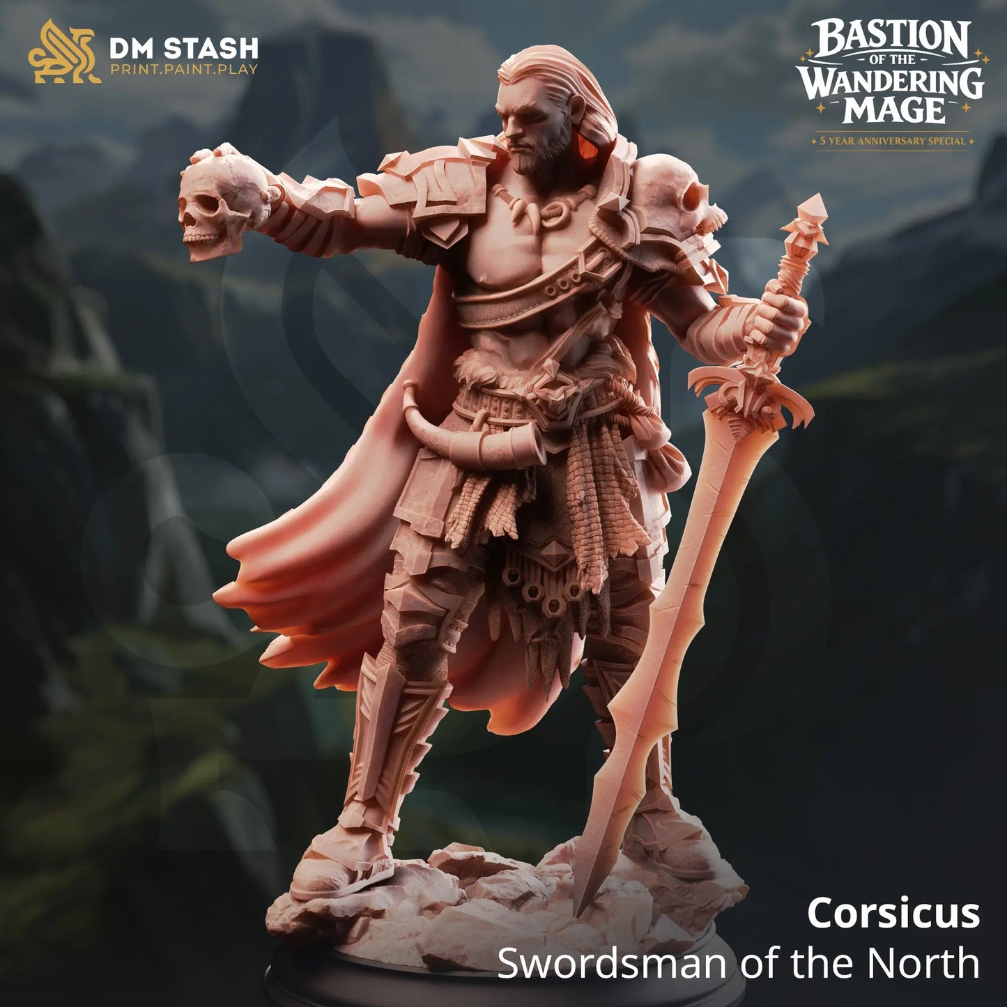 3D Printed Resin Miniature | 32mm Scale | Wandering Mage - Human Six Sided Society
