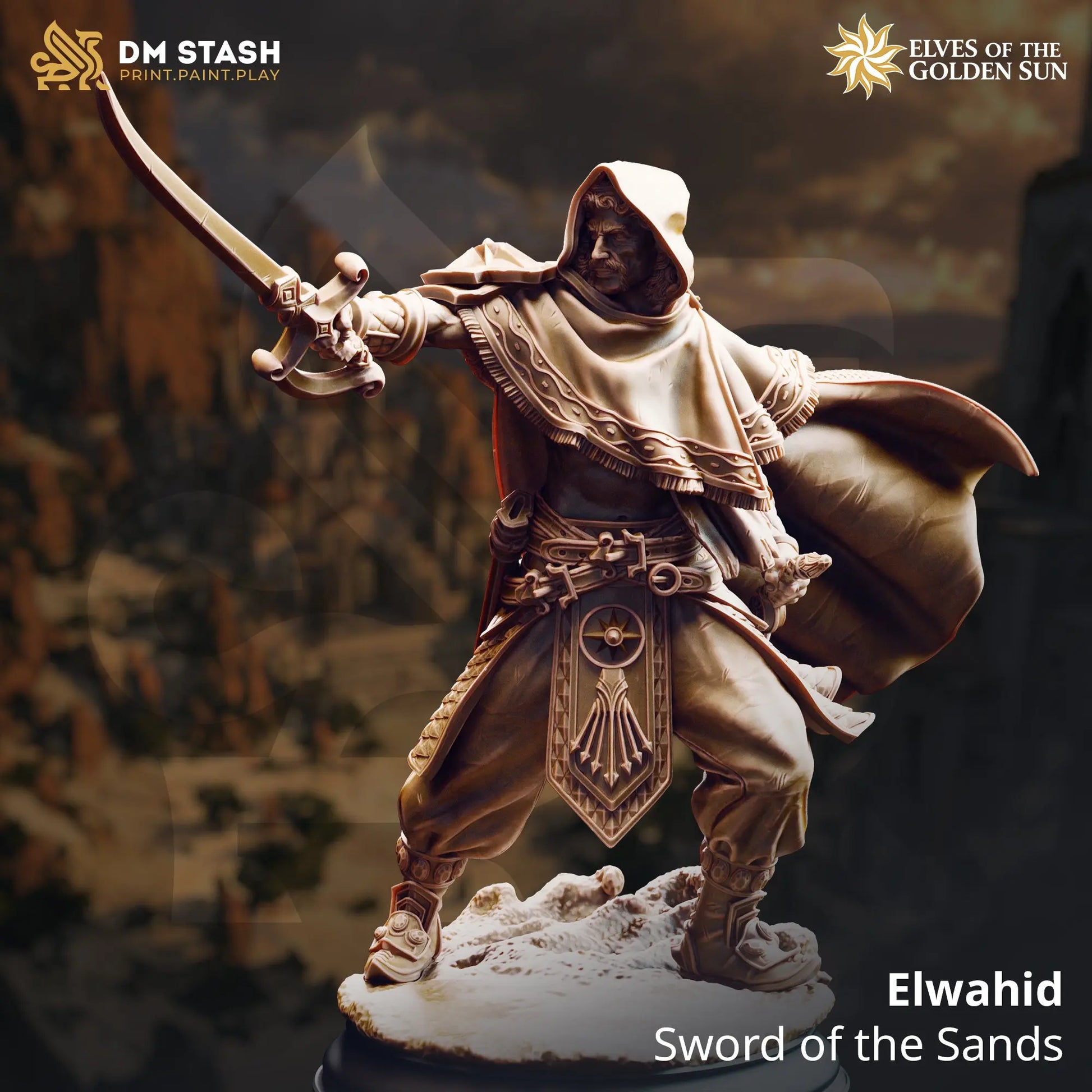 3D Printed Resin Miniature | 32mm Scale |   The Golden Sun - Human - Six Sided Society