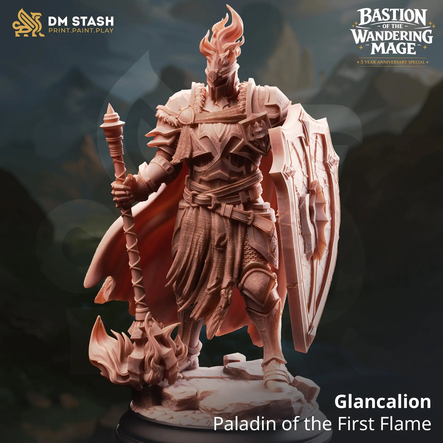 3D Printed Resin Miniature | 32mm Scale | Wandering Mage - Fire Elemi Six Sided Society
