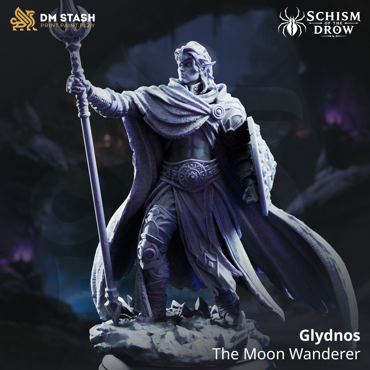 3D Printed Resin Miniature | 32mm Scale | Schism of the Drow - Elf, Drow Six Sided Society