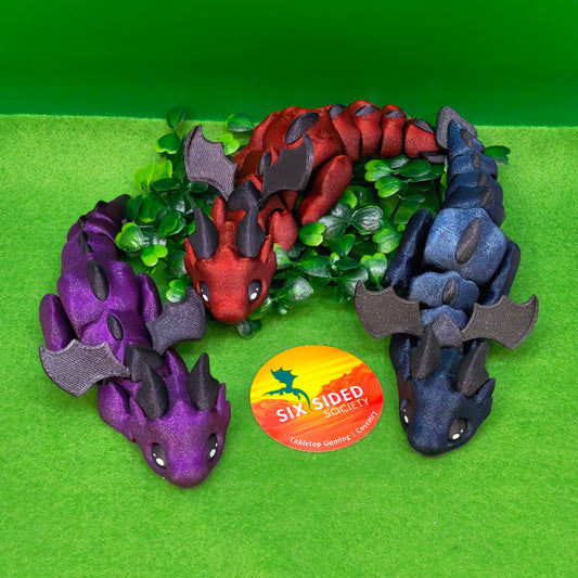 3D Printed Baby Dragon |  Fidget Gaming Buddy, Fantasy Decor & Collectible Gift - Six Sided Society
