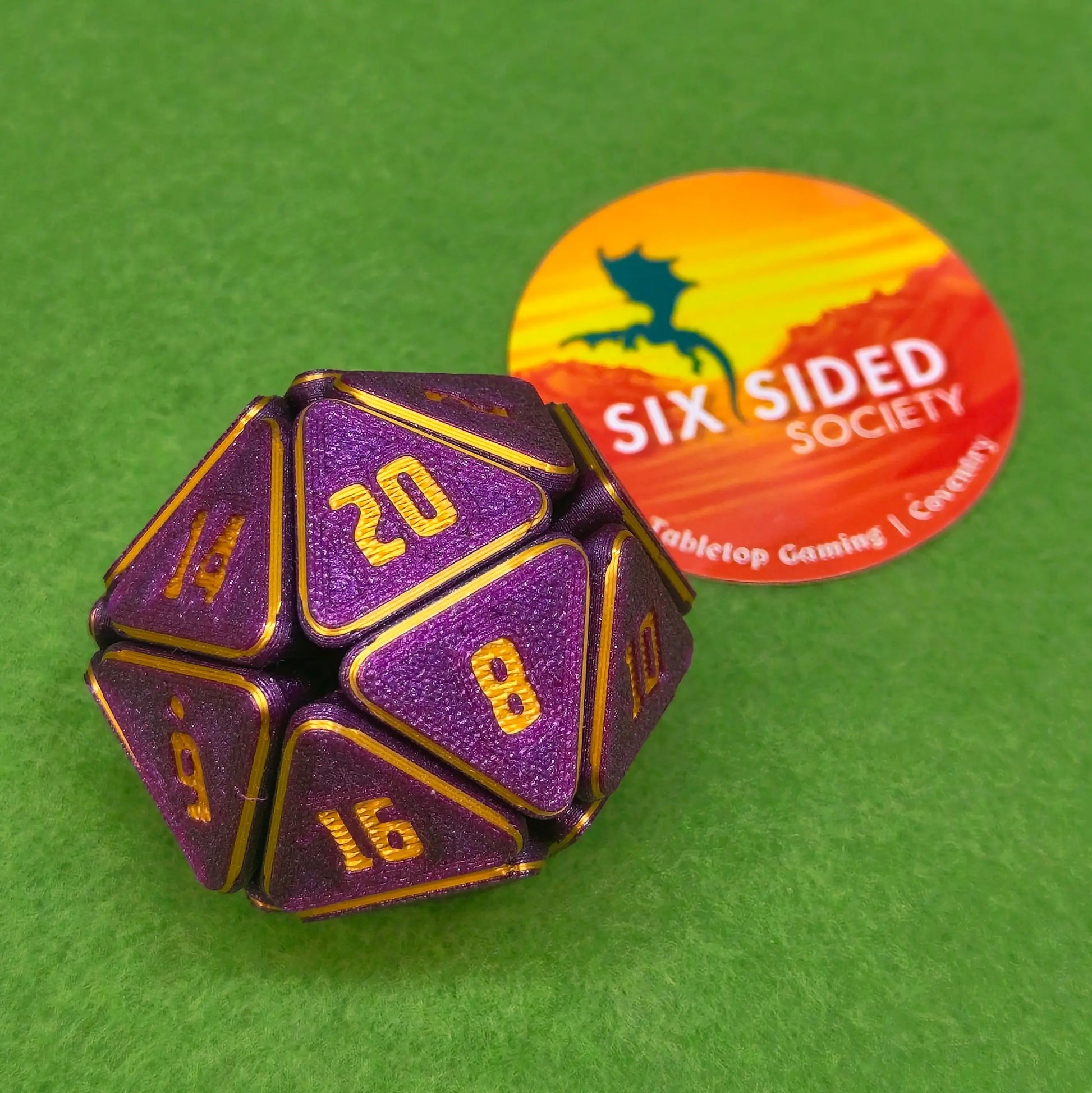 Fidget Dice | One Colour - Textured |3D Printed Squishy D20 for Tabletop Gamers & RPG Fans Six Sided Society