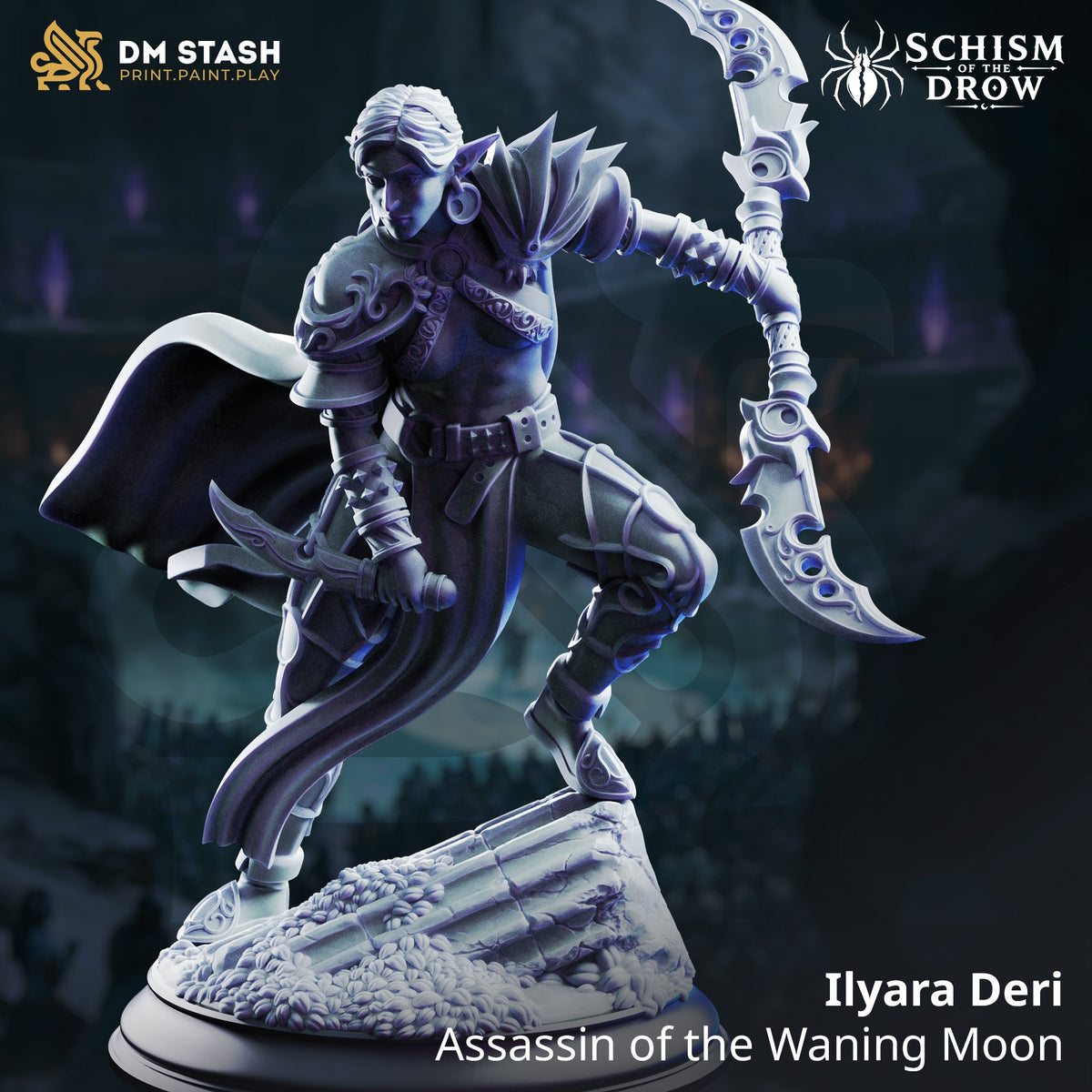 3D Printed Resin Miniature | 32mm Scale | Schism of the Drow - Elf, Drow Six Sided Society
