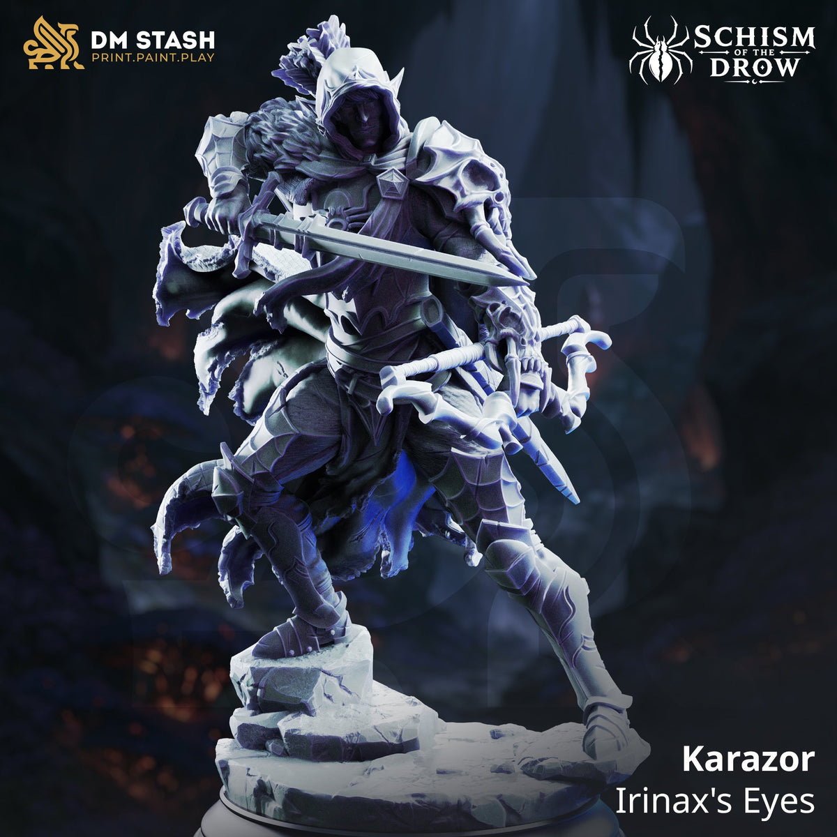 3D Printed Resin Miniature | 32mm Scale | Schism of the Drow - Elf, Drow Six Sided Society