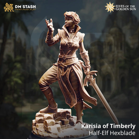 3D Printed Resin Miniature | 32mm Scale |   The Golden Sun - Half Elf - Six Sided Society