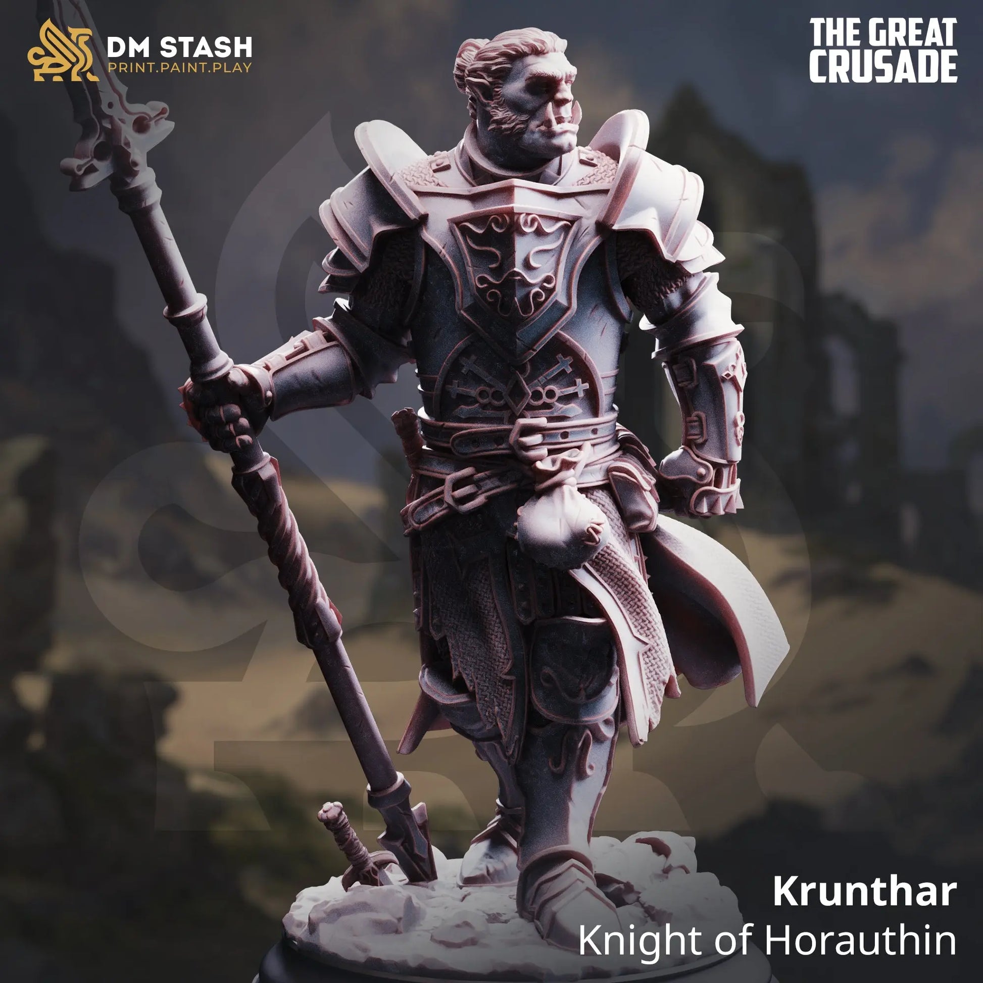 3D Printed Resin Miniature | 32mm Scale | The Great Crusade - Half Orc - Six Sided Society Coventry UK