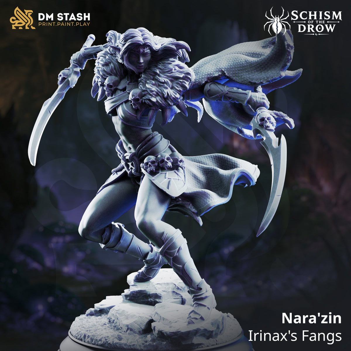 3D Printed Resin Miniature | 32mm Scale | Schism of the Drow - Elf, Drow Six Sided Society