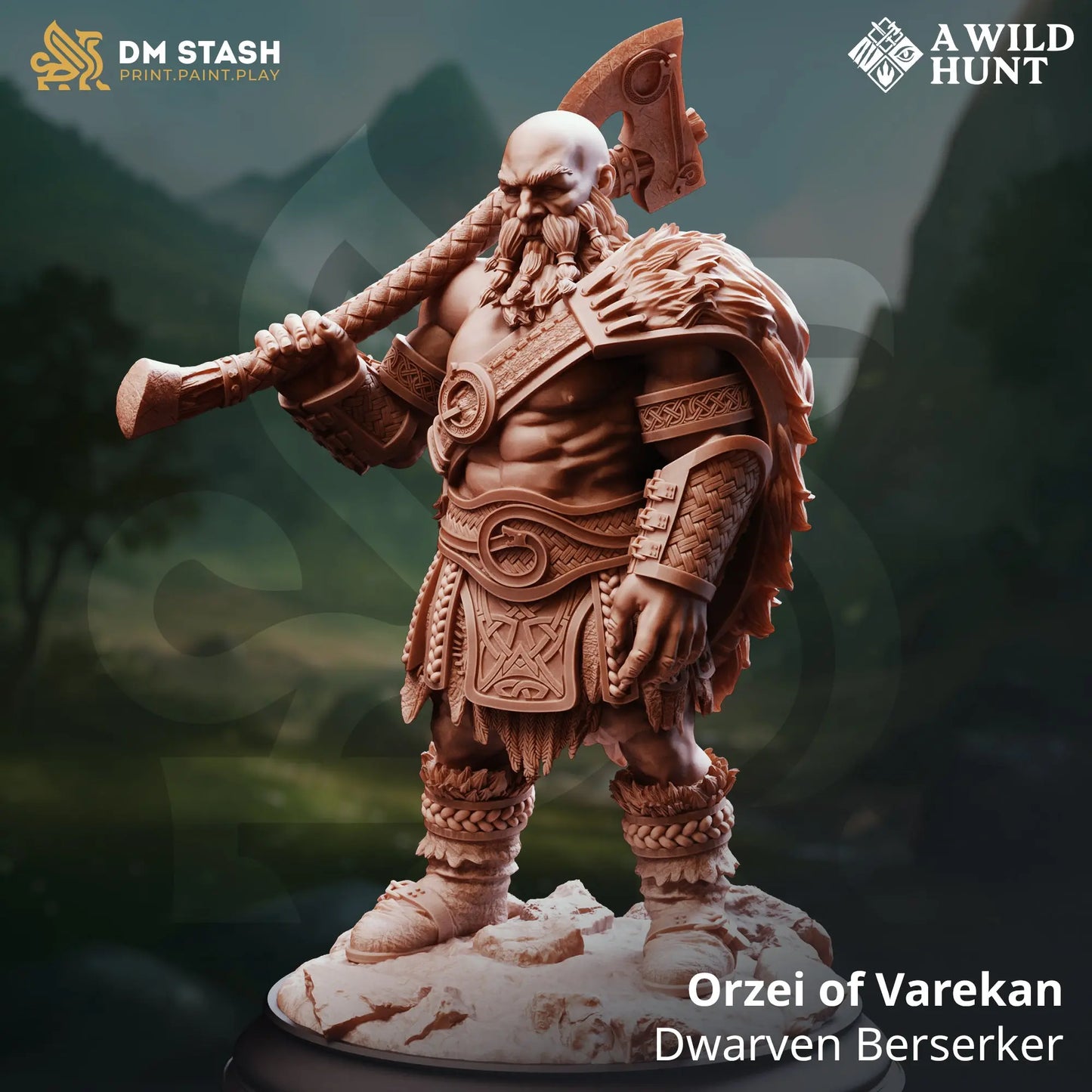 3D Printed Resin Miniature | 32mm Scale |  The Wild Hunt - Dwarf - Six Sided Society