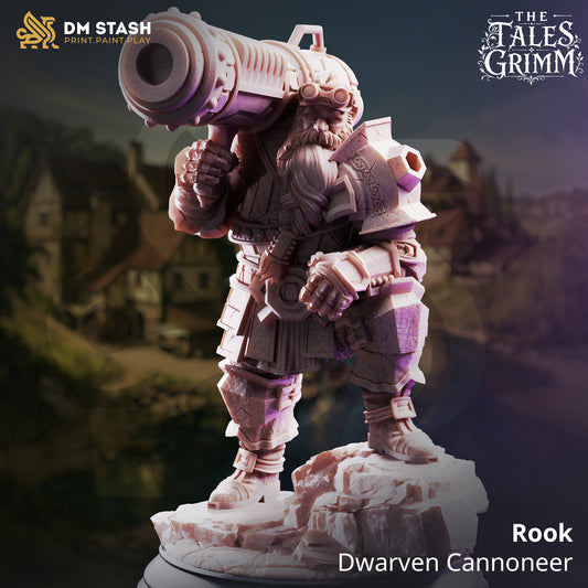 3D Printed Resin Miniature | 32mm Scale | The Tales Grimm - Dwarf Cannoneer