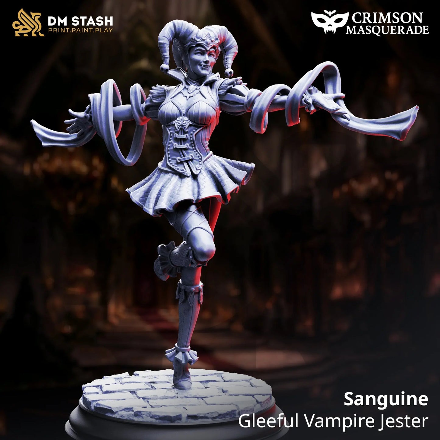 3D Printed Resin Miniature | 32mm Scale | Crimson Masquerade - Vampire Six Sided Society