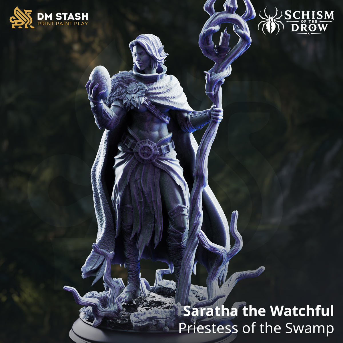 3D Printed Resin Miniature | Medium Humanoid |  Lawful Evil Elf, Drow