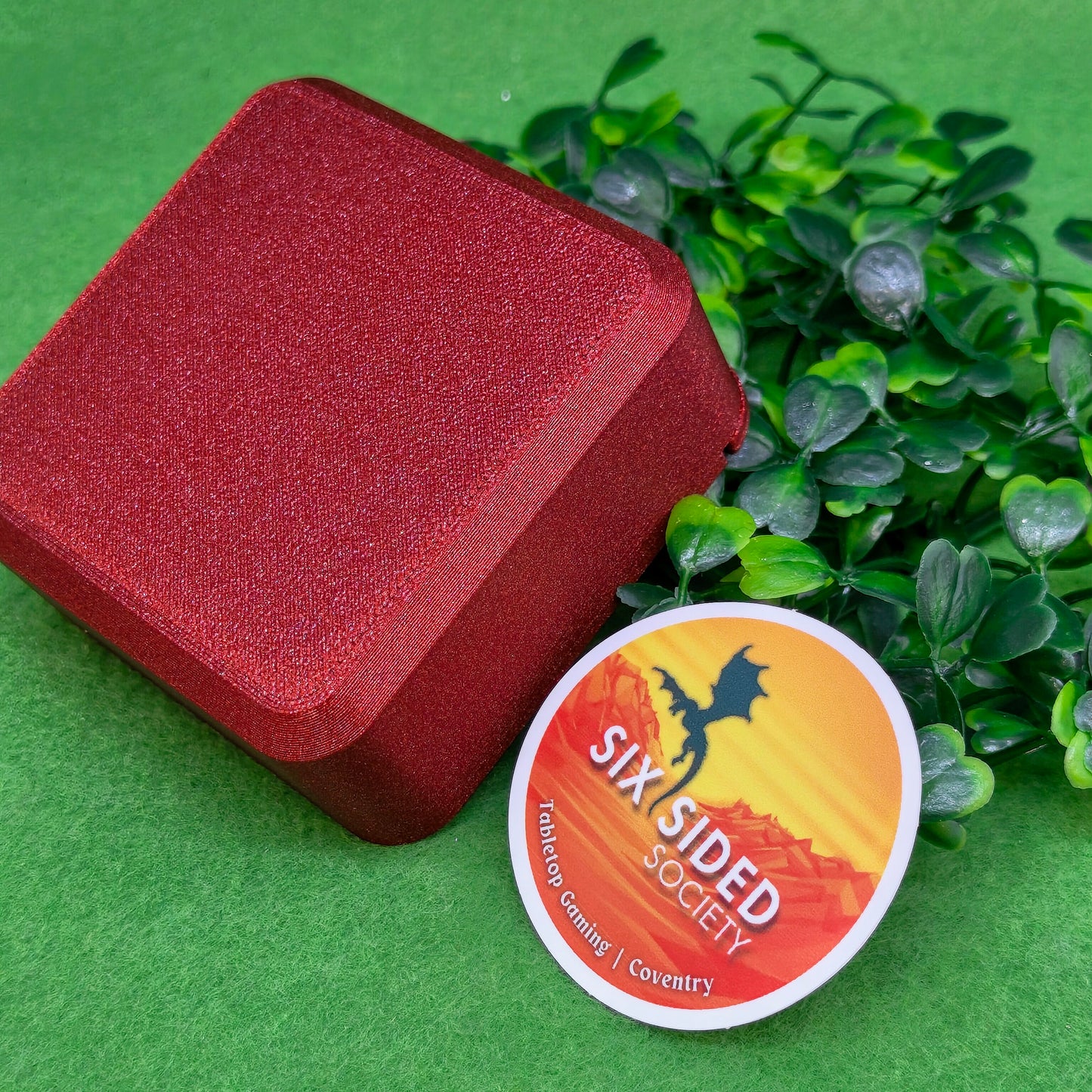 3D-printed D20 dice trinket box by Six Sided Society, tabletop gaming storage for Dungeons & Dragons, RPG dice organizer, eco-friendly gift box for dice collectors and dungeon masters, perfect accessory for board games and role-playing sessions
