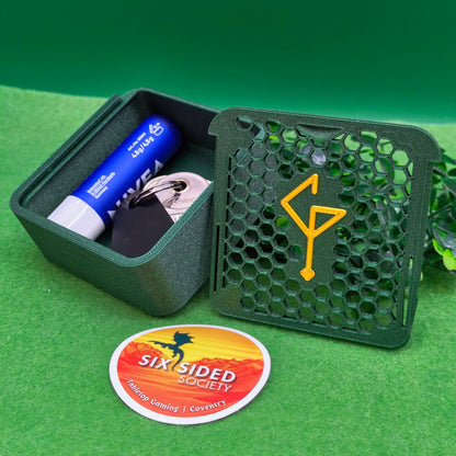 3D-printed D20 dice trinket box by Six Sided Society, tabletop gaming storage for Dungeons & Dragons, RPG dice organizer, eco-friendly gift box for dice collectors and dungeon masters, perfect accessory for board games and role-playing sessions