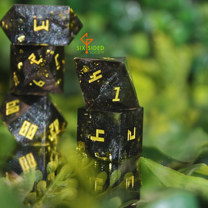 Handmade dice set of 7 | Black