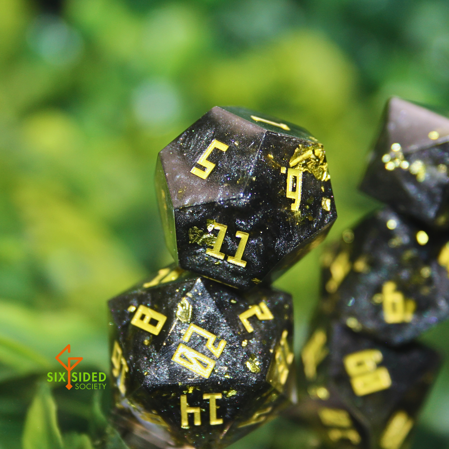 Handmade dice set of 7 | Black