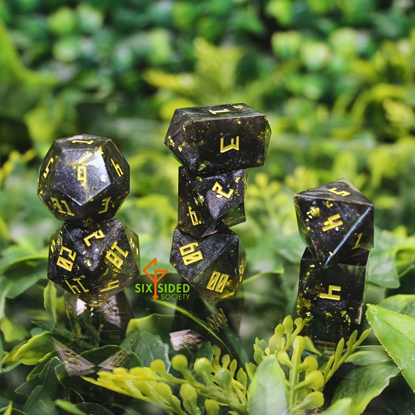 Handmade dice set of 7 | Black