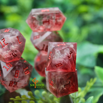 Handmade dice set of 7 | Red