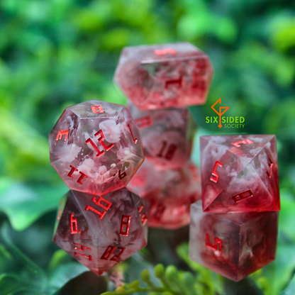 Handmade dice set of 7 | Red